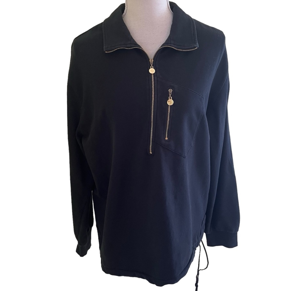 St. John Sport Navy Blue 1/4 Zip Knit Pullover M